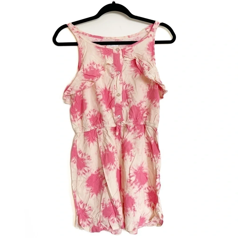 BCBG Girls Girl's Printed Tie Dye Challis Romper - Size 16